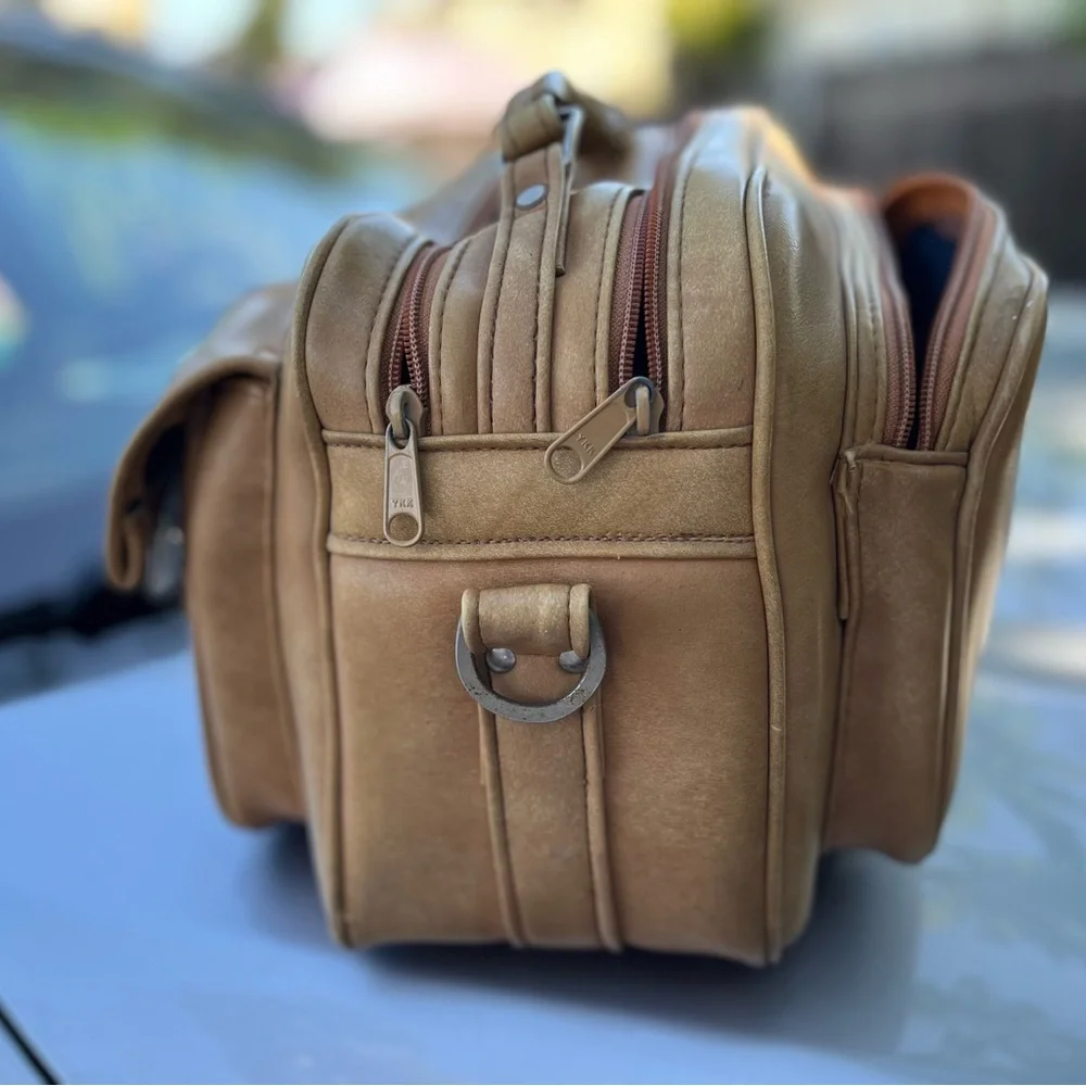 Classic Tan Men's Double-Pocket Shoulder Bag